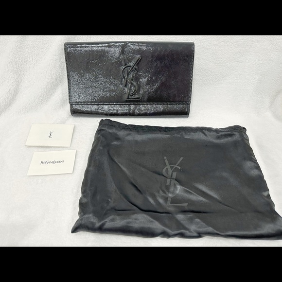 Yves Saint Laurent Bell du Jour Black Patent Clutch - Picture 2 of 3